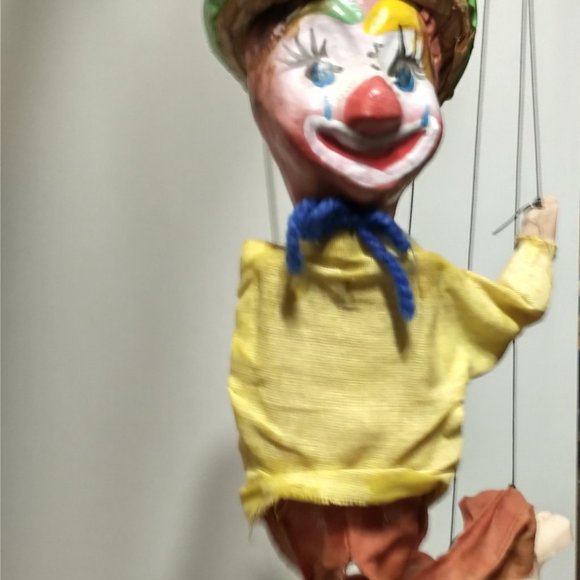 Vintage Mexican Wooden Clown Marionette Puppet - Picture 5 of 6